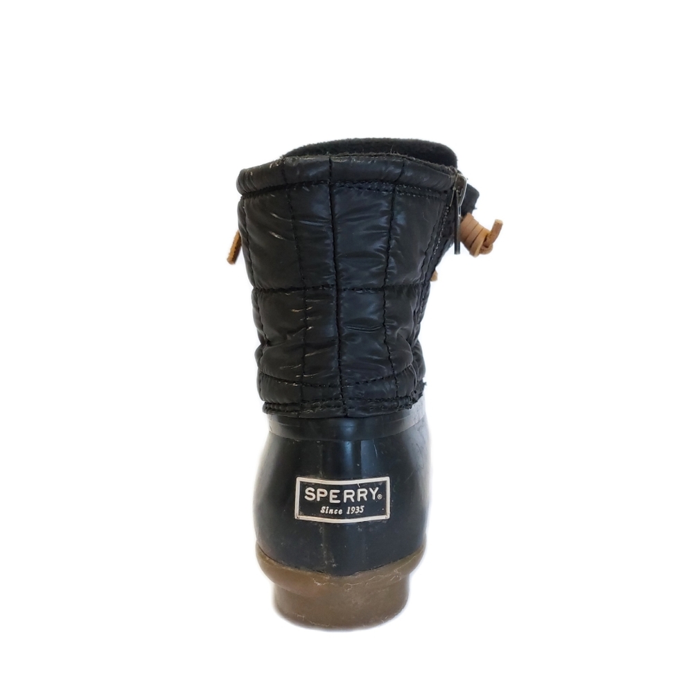 SPERRY Women's Black Saltwater Shiny Quilted Duck Rain Boot Shoe STD80755 SZ 7.5 - Picture 7 of 9